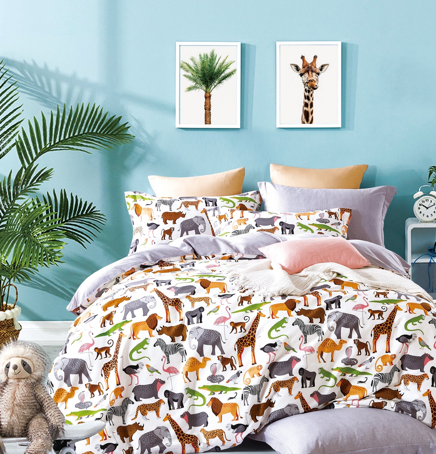 Fun Kids  Animal Prints 100% Cotton Reversible Duvet Cover Set - Craze Trends