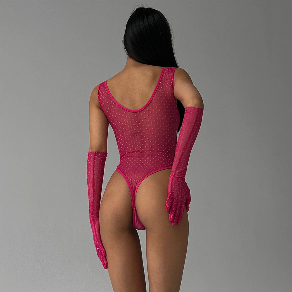 Sexy See Through Sexy Suspenders Mesh Polka Dot One Piece Temptation - Craze Trends