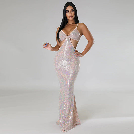 Women Clothing Sexy Sling Fishtail Dress Sequined Sexy Dress - Craze Trends