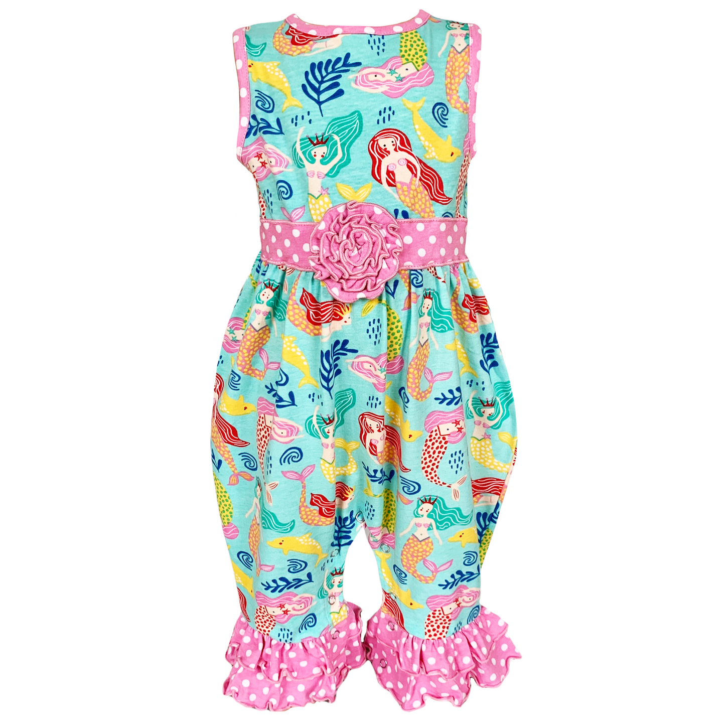 AnnLoren Baby Girls' Boutique Nautical Mermaid Sea Creatures Polka Dot - Craze Trends