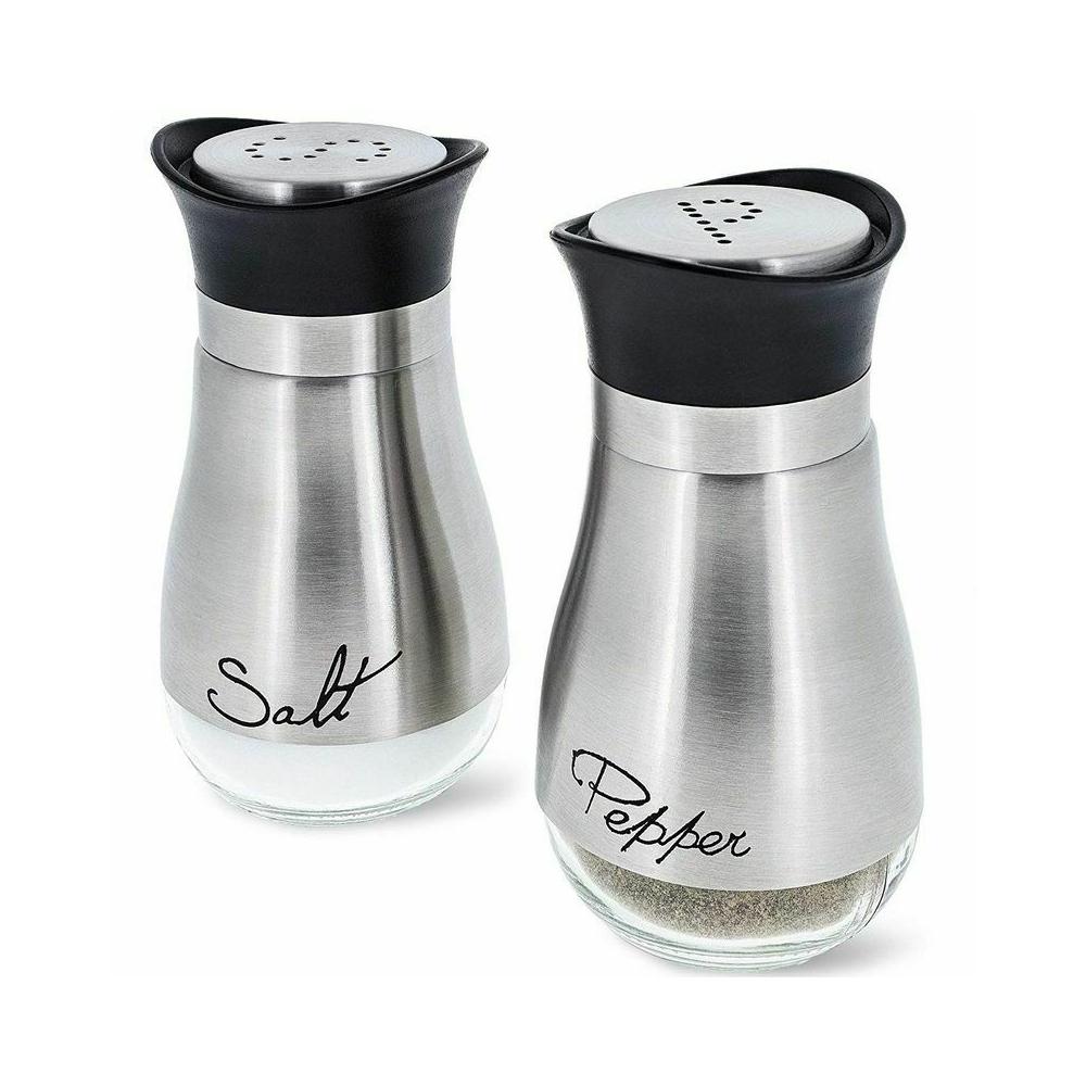 Salt and Pepper Shakers Stainless Steel Glass Set BPA Free, 4oz - Craze Trends