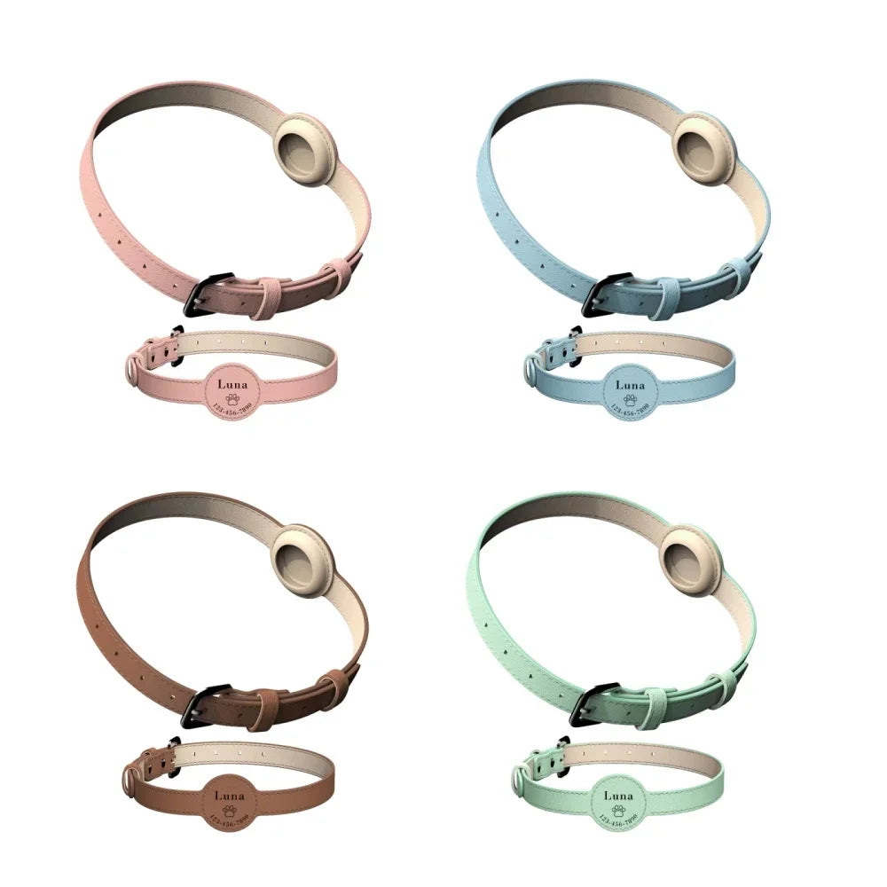 Personalized Leather Pet Collar with Anti-lost Airtag Case - Craze Trends