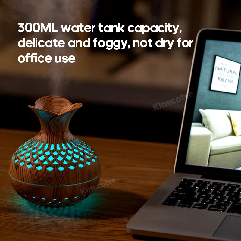 USB Wood Grain Humidifier 300ml Aroma Diffuser - Craze Trends