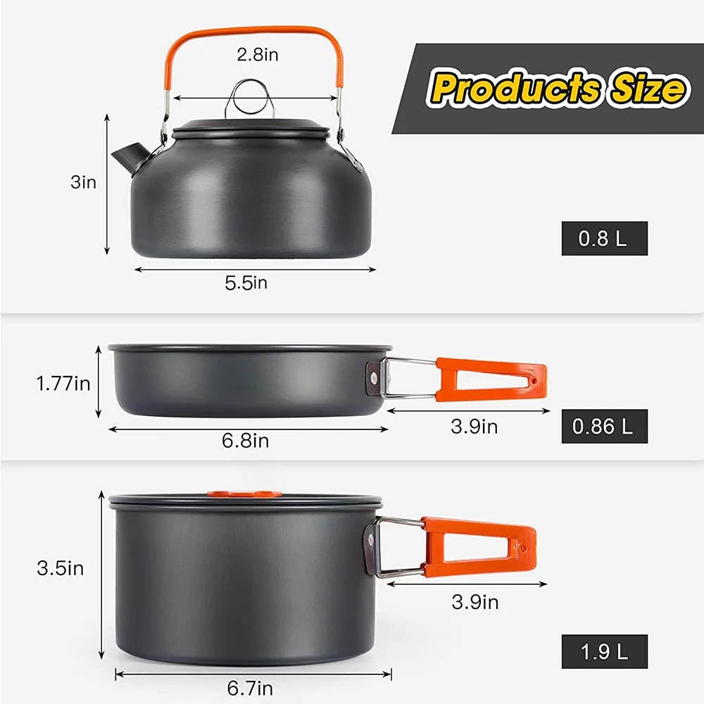 Camping Cooking Set Outdoor Aluminum Lightweight Equipment Camping Cookware Kit For Traveling Trekking Hiking Supplies - Craze Trends