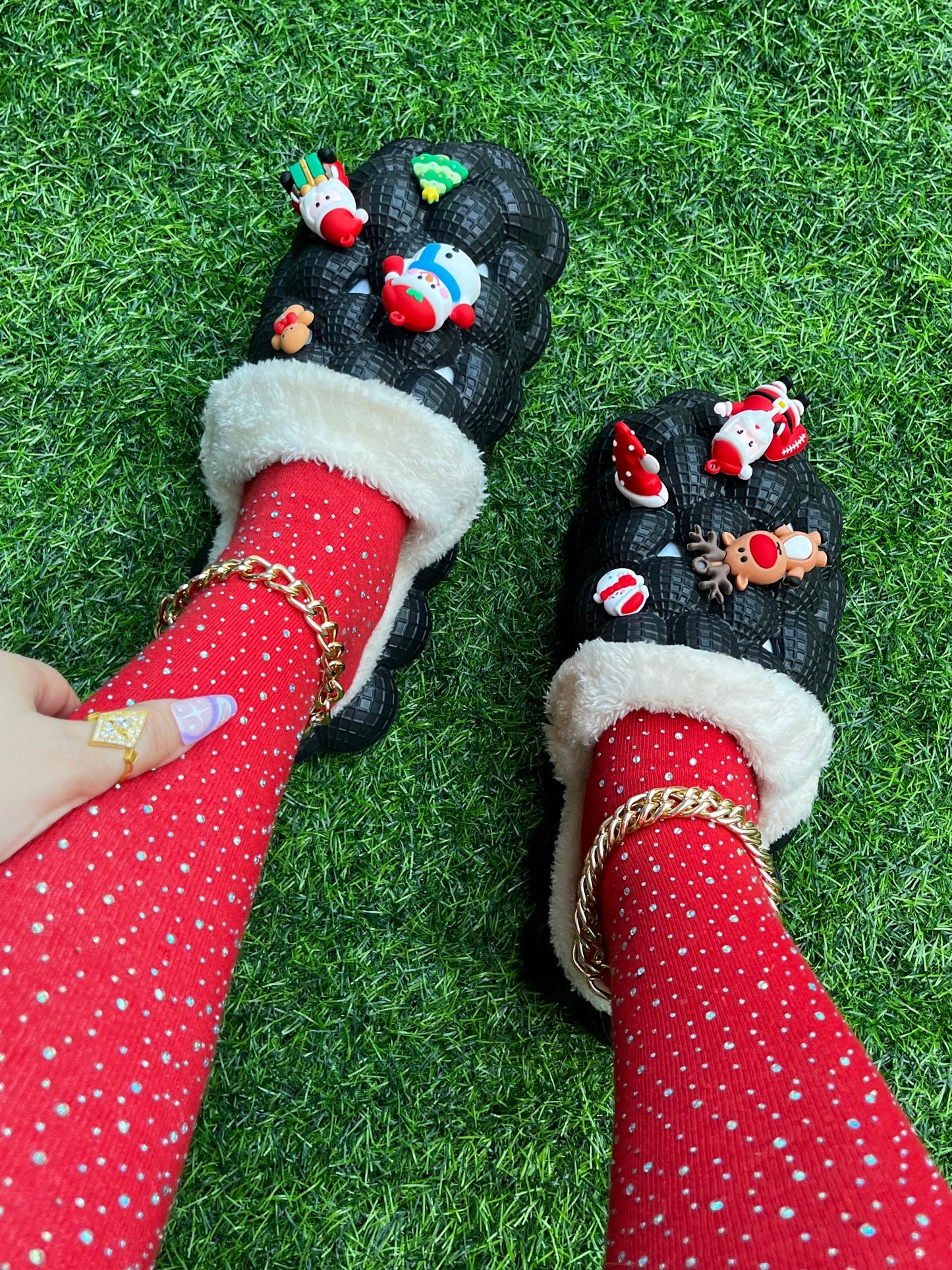 Furry House Slides for Chirstmas Funny DIY Bubble Slippers