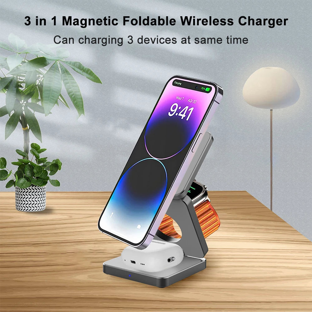 3 in 1 Magnetic Wireless Charging Station - Craze Trends