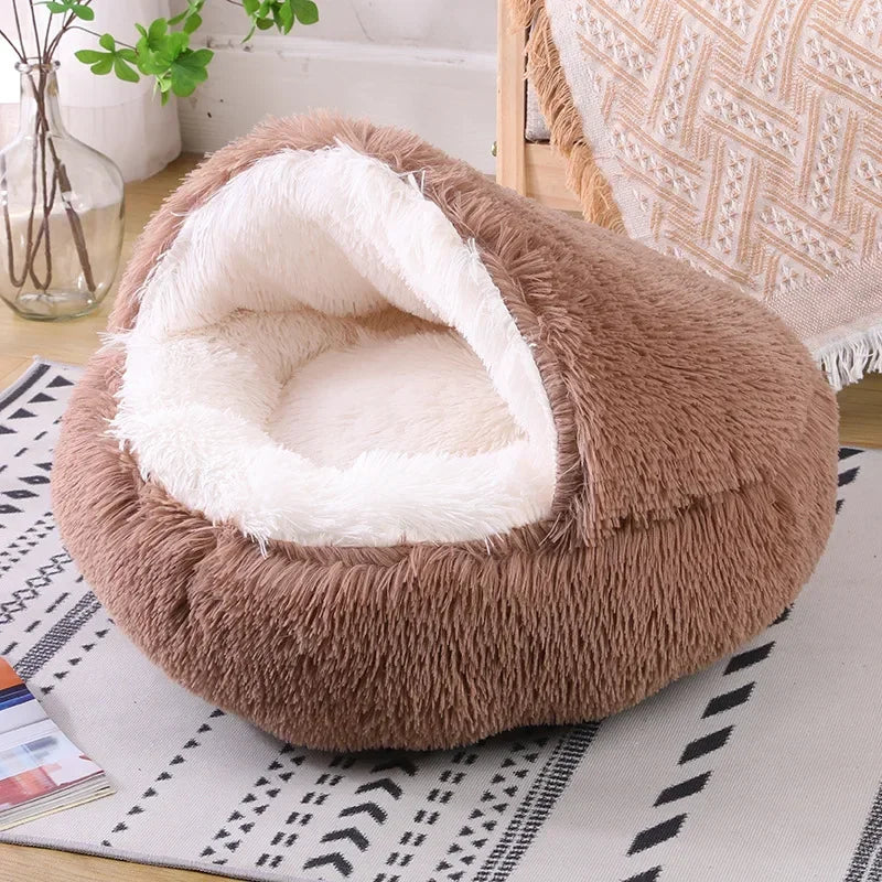 Plush Round Cat Bed Pet Mattress Warm Soft and Comfortable Basket Cat - Craze Trends