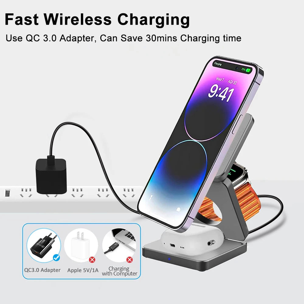 3 in 1 Magnetic Wireless Charging Station - Craze Trends