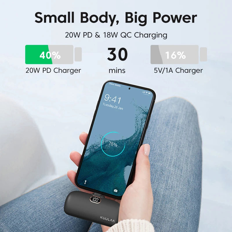 KUULAA Mini Power Bank 5000mAh Fast Charging - Craze Trends