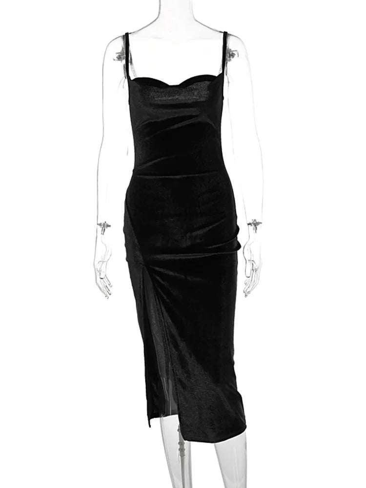 Velvet Sleeveless Slip Maxi Dress