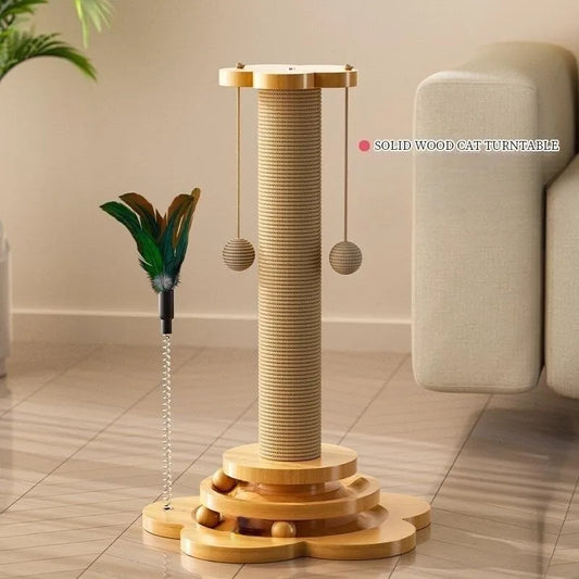 Solid Wood Cat Turntable & Toy Set - Craze Trends