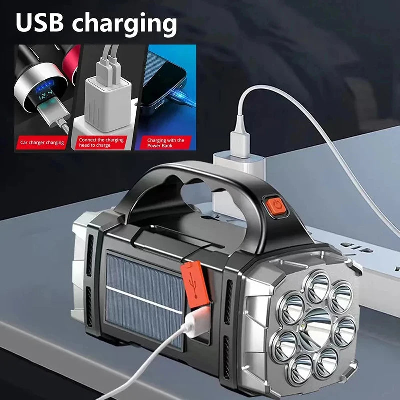 Portable Solar LED Flashlight with COB Work Light