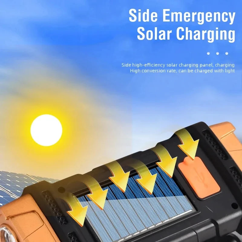 Portable Solar LED Flashlight with COB Work Light