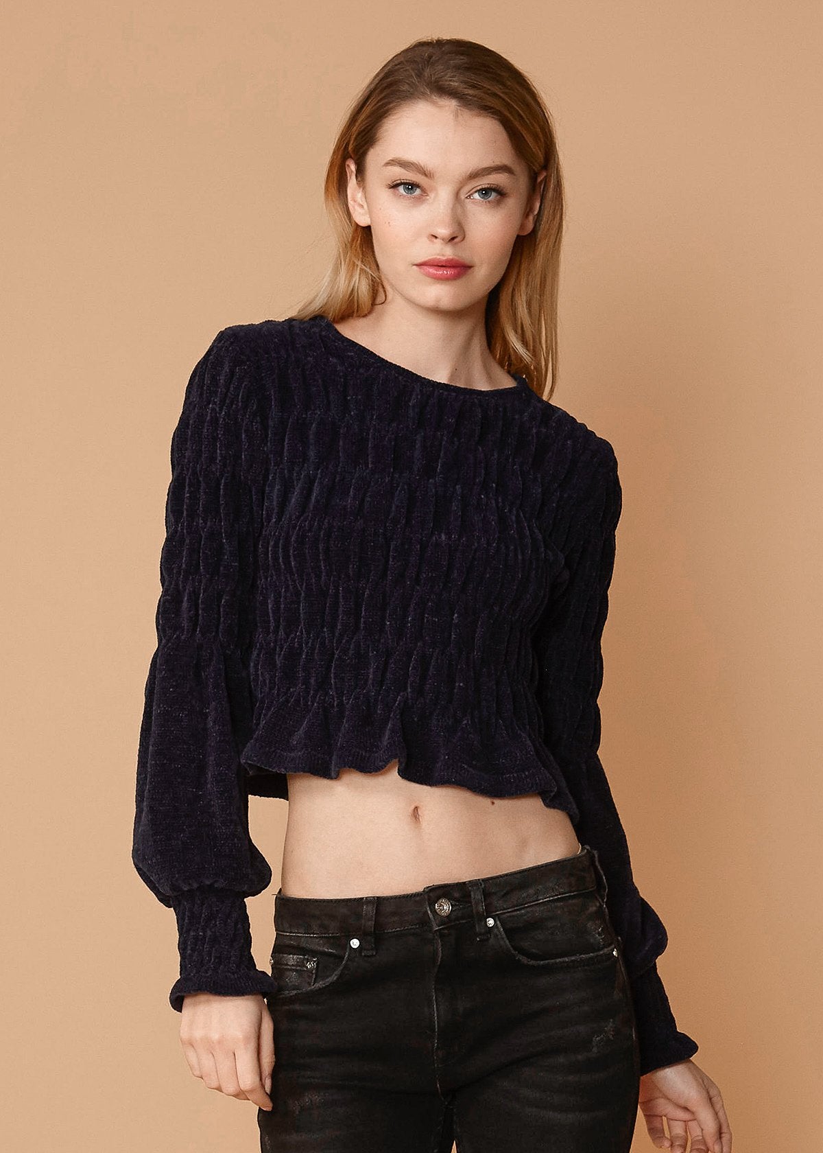 Women's Midnight Peplum Sweater in Midnight