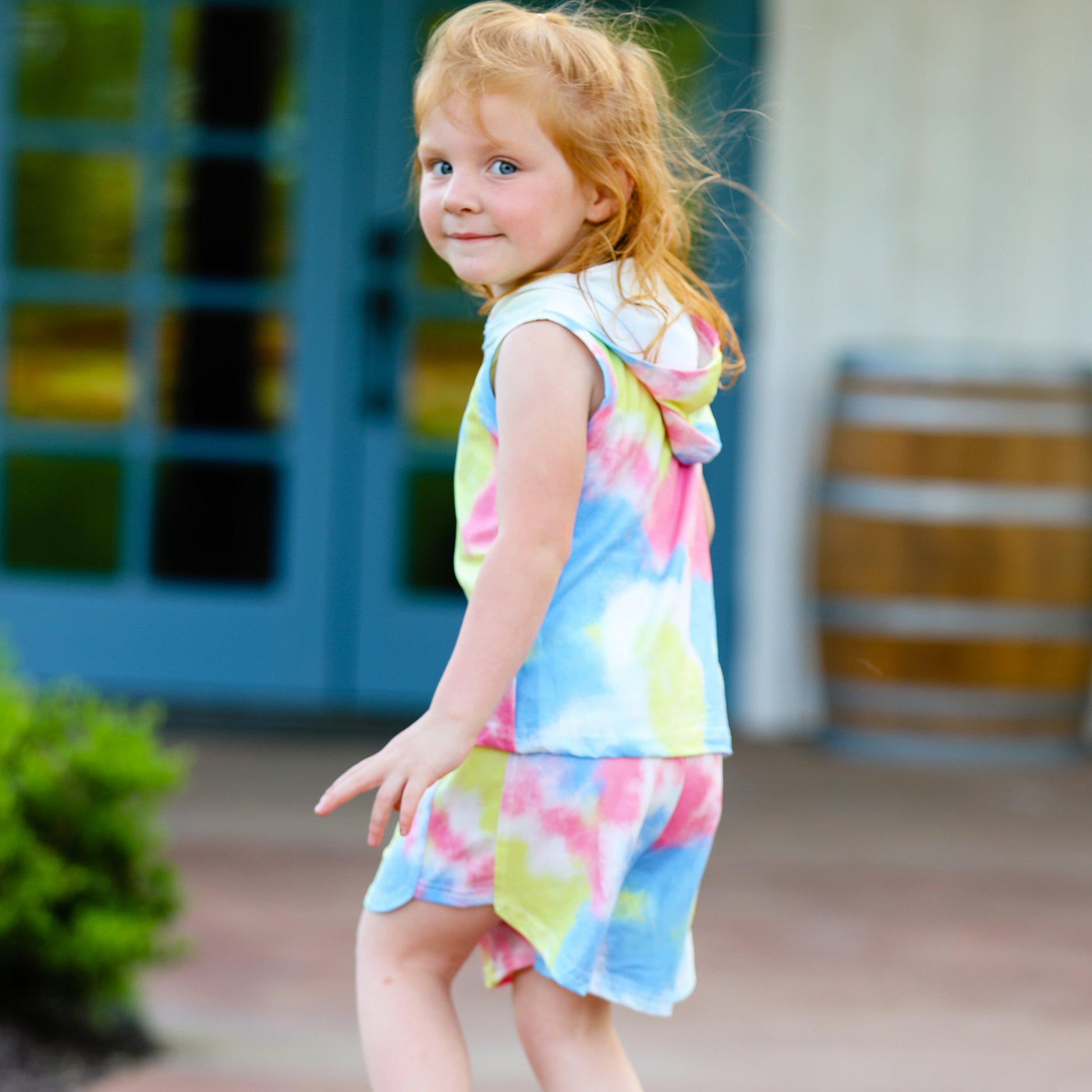 AL Limited Little & Big Girls Pastel Tie Dye Hoodie Top Shorts Camp - Craze Trends