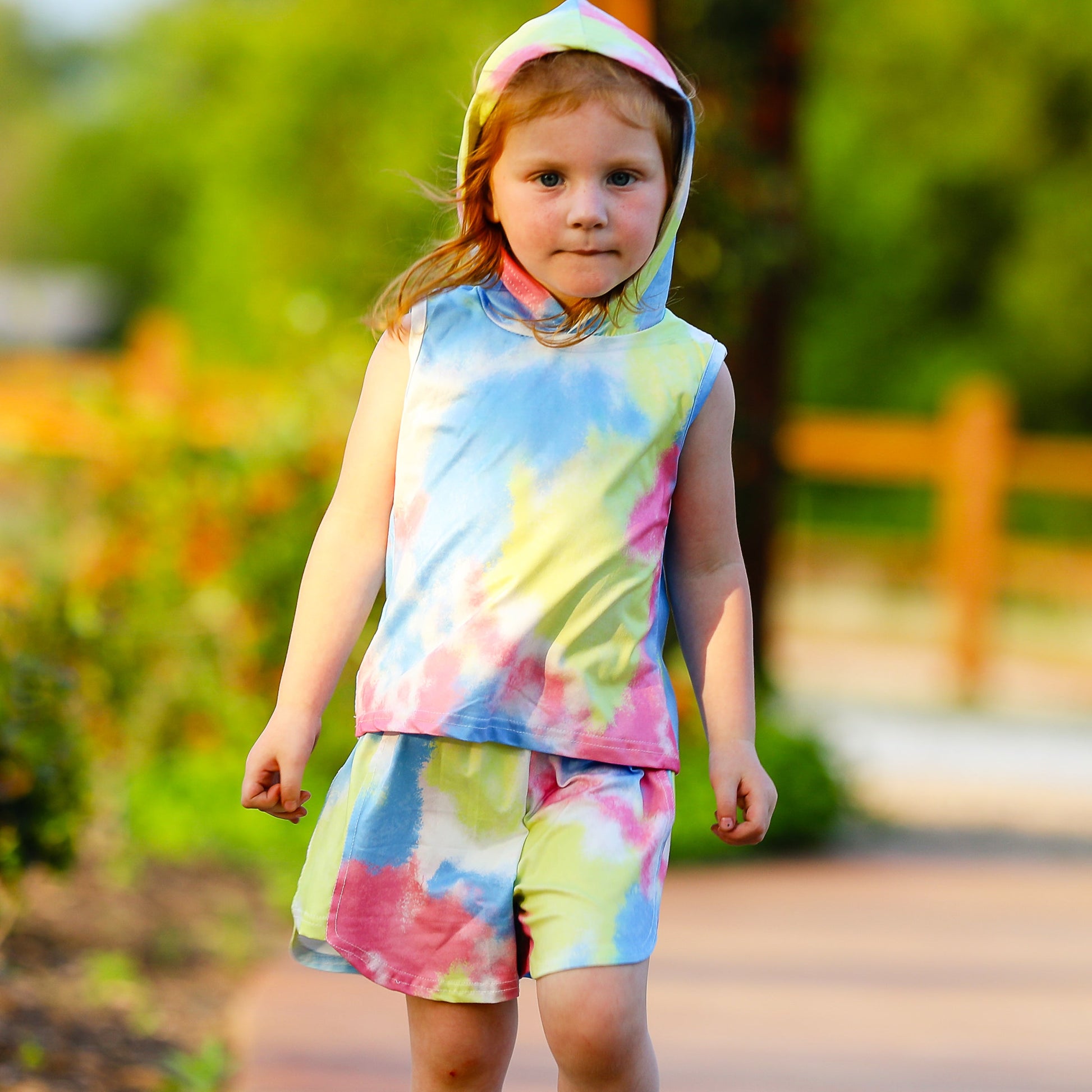 AL Limited Little & Big Girls Pastel Tie Dye Hoodie Top Shorts Camp - Craze Trends