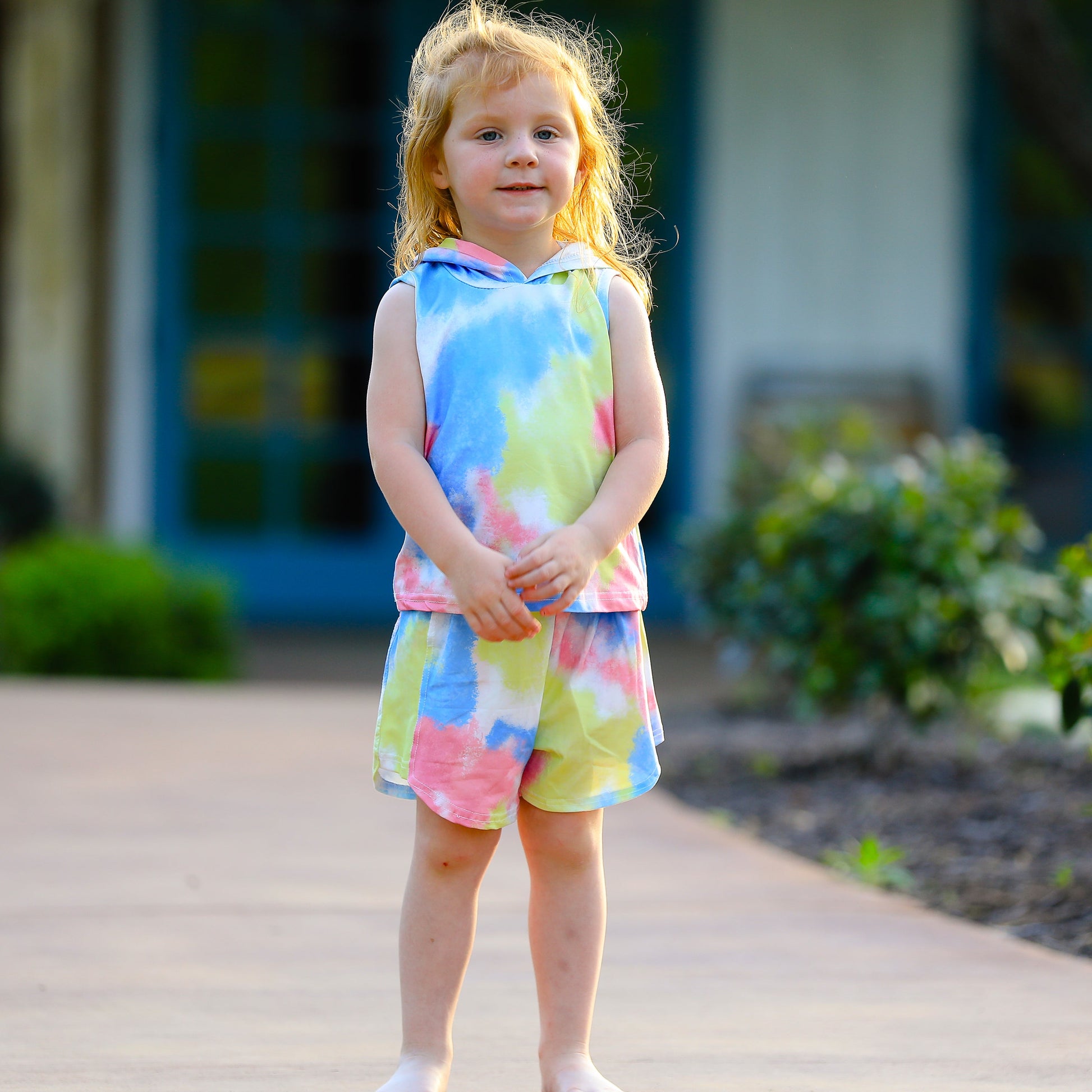 AL Limited Little & Big Girls Pastel Tie Dye Hoodie Top Shorts Camp - Craze Trends