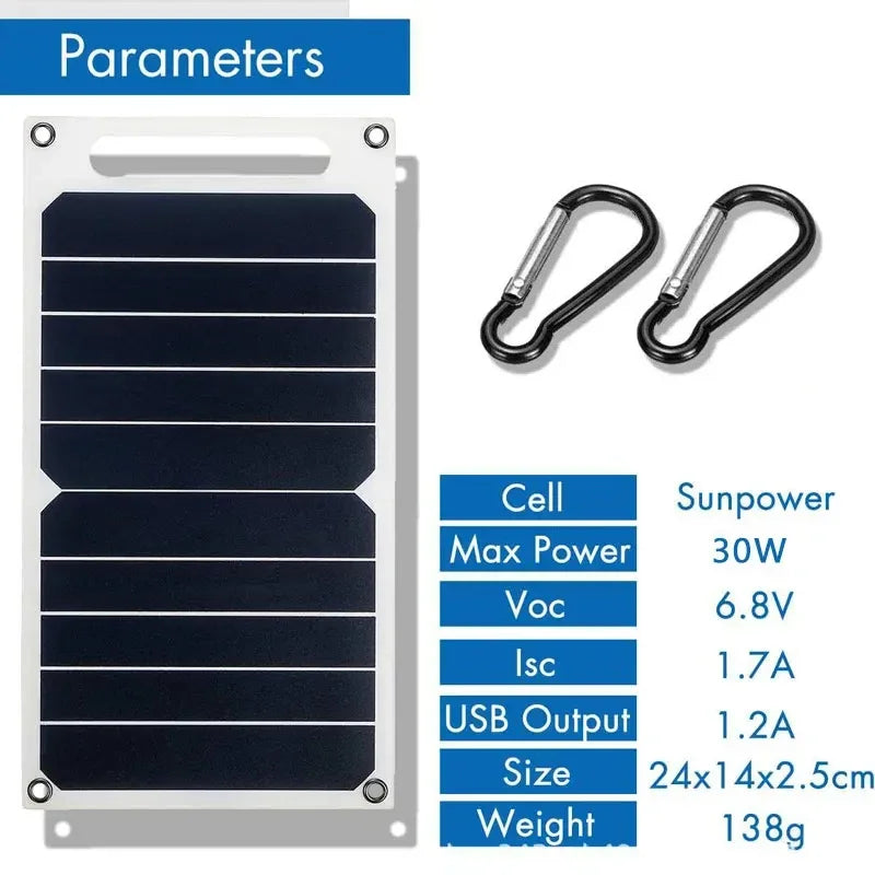 30W Solar Panel USB Charger