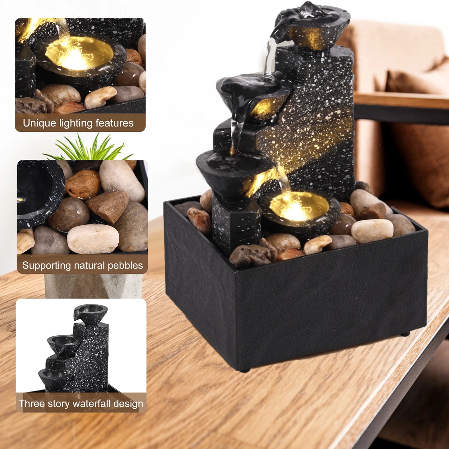 Mini Flowing Water Fountain with Light - Craze Trends