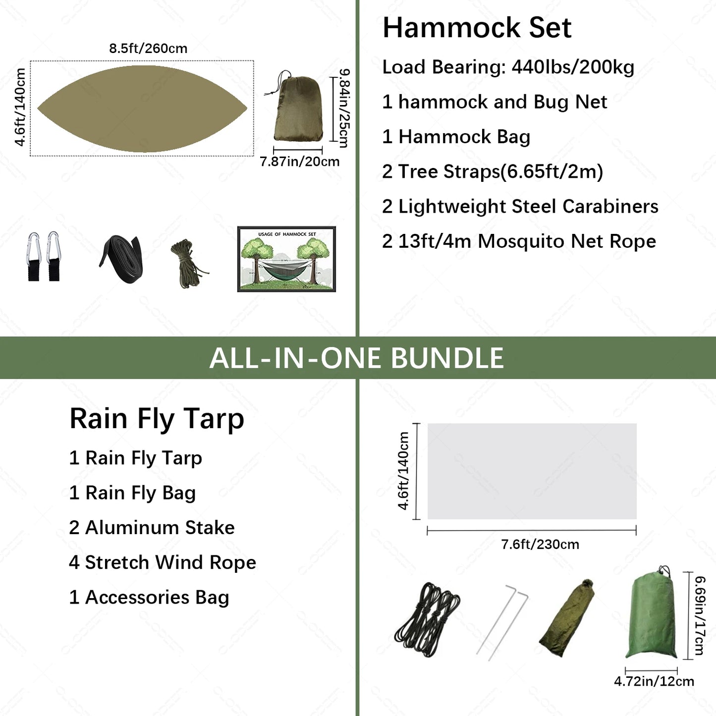 Portable Camping Hammock with Mosquito Net