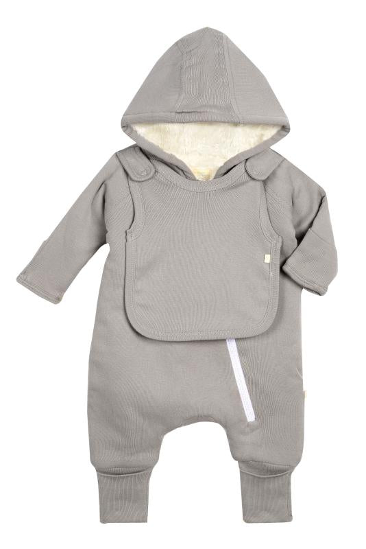 Smart Cuddly Jumpsuit + Bib - Gray - Craze Trends