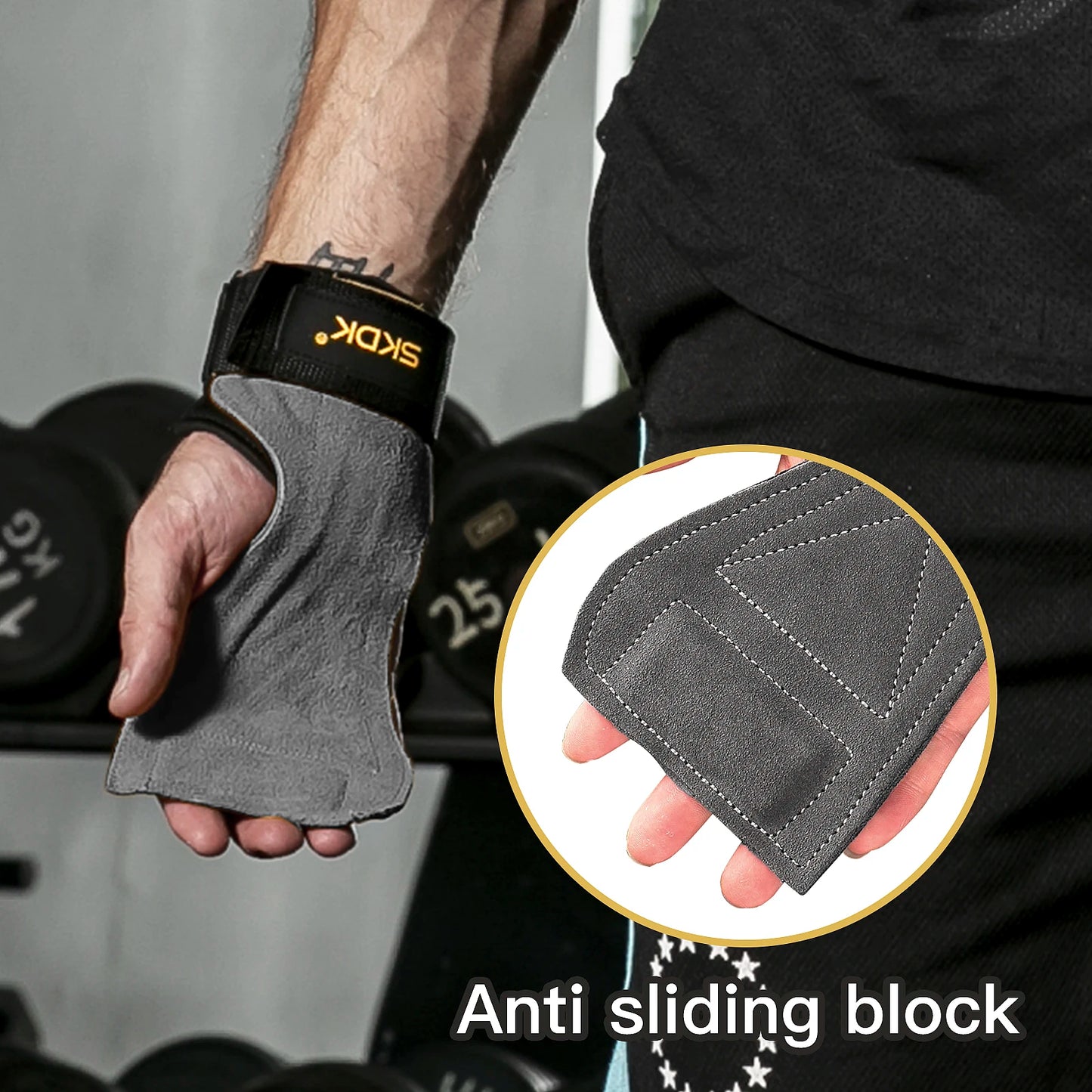 SKDK Gym Grips - Cowhide Palm Protector