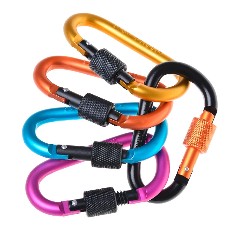 4Pcs Carabiner Clips with Screw Gate