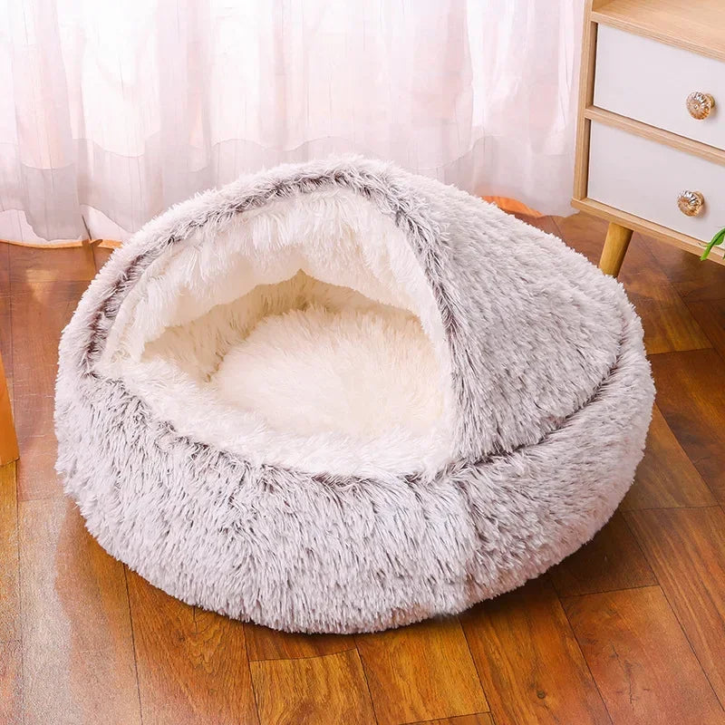 Plush Round Cat Bed Pet Mattress Warm Soft and Comfortable Basket Cat - Craze Trends