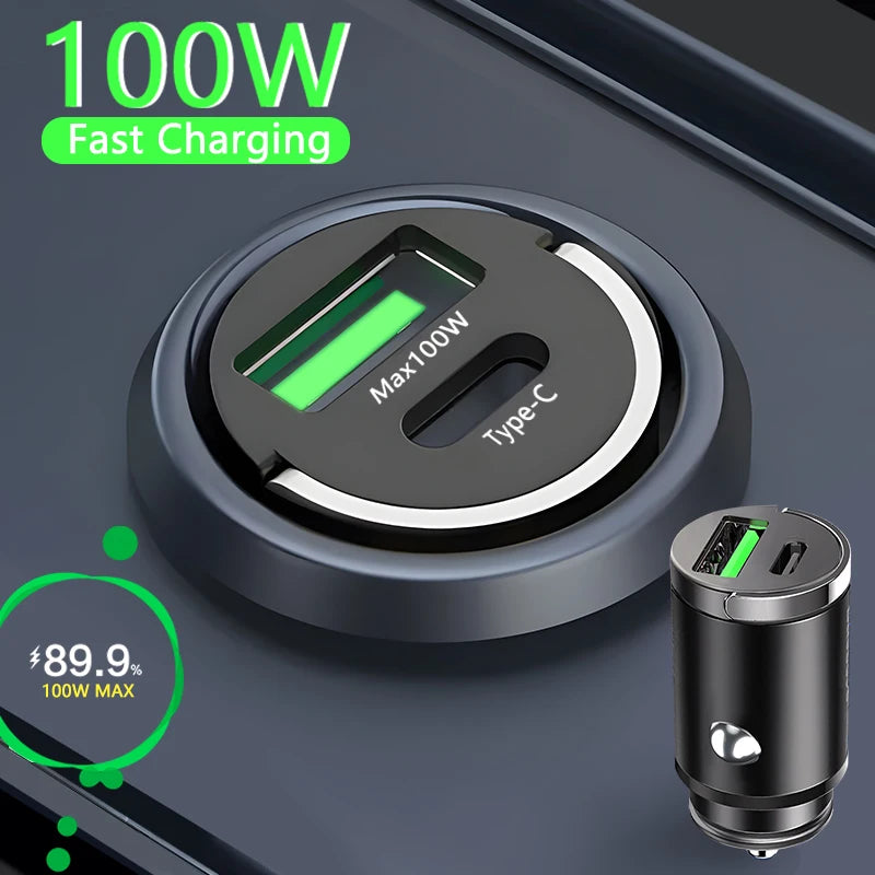 100W Mini Fast USB Car Charger