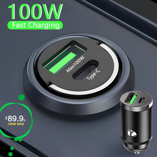 100W Mini Fast USB Car Charger