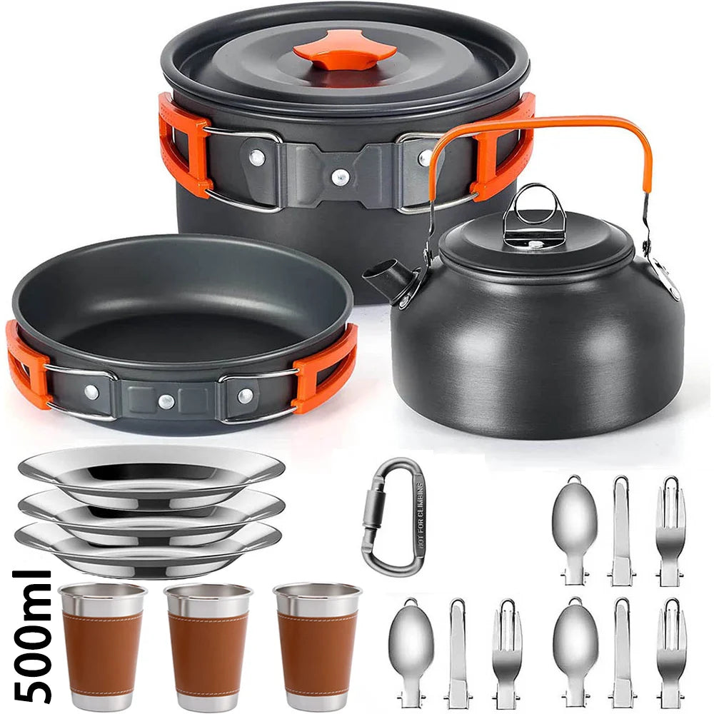 Camping Cooking Set Outdoor Aluminum Lightweight Equipment Camping Cookware Kit For Traveling Trekking Hiking Supplies - Craze Trends