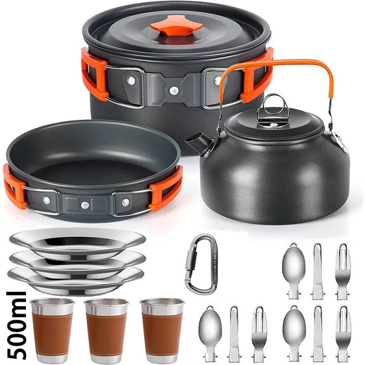 Camping Cooking Set Outdoor Aluminum Lightweight Equipment Camping Cookware Kit For Traveling Trekking Hiking Supplies - Craze Trends