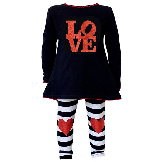 AnnLoren Girls LOVE Heart Tunic & Leggings Valentine's Day Outfit - Craze Trends