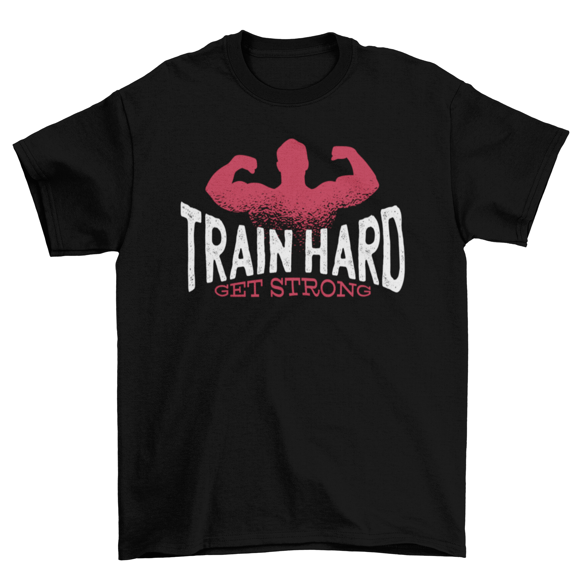 Muscular cross fit Gym Train Hard silhouette man flexing muscles - Craze Trends