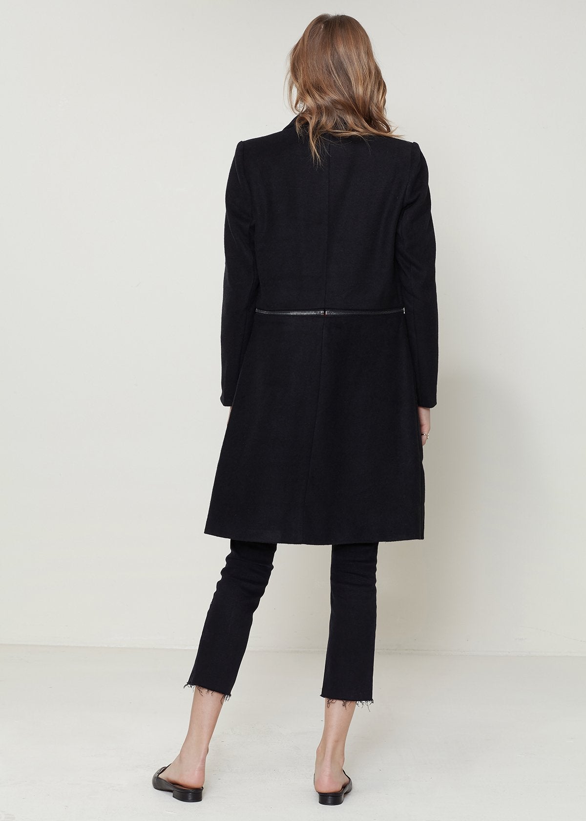 Women's Wool-blended Open Front Jacket In Black - Craze Trends