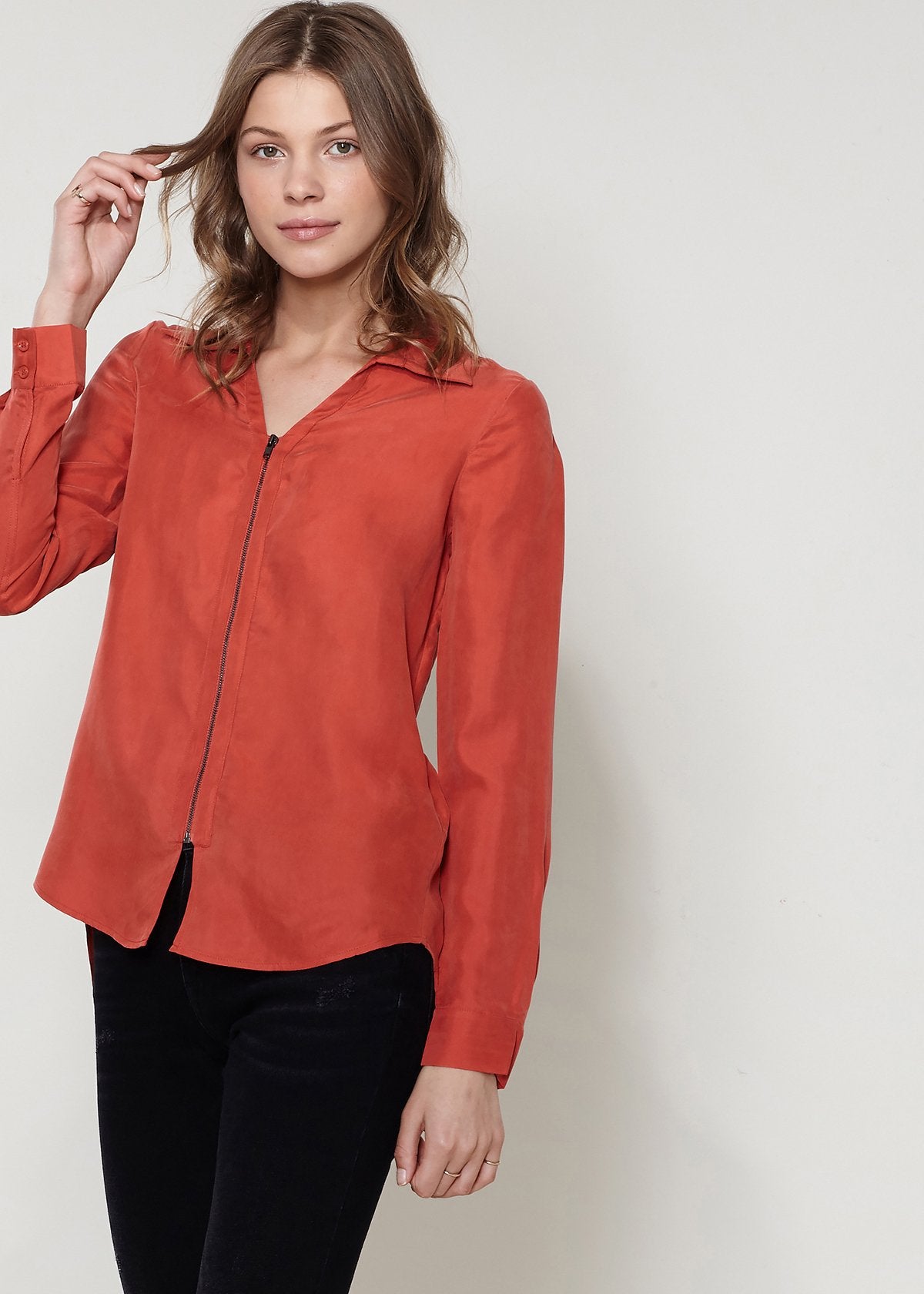 Women's Zip Up Shirt Blouse