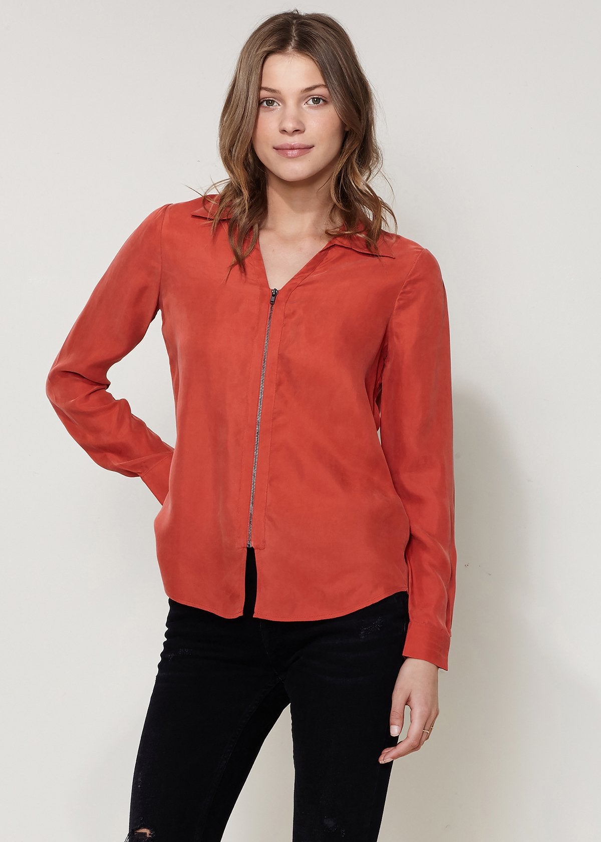 Women's Zip Up Shirt Blouse