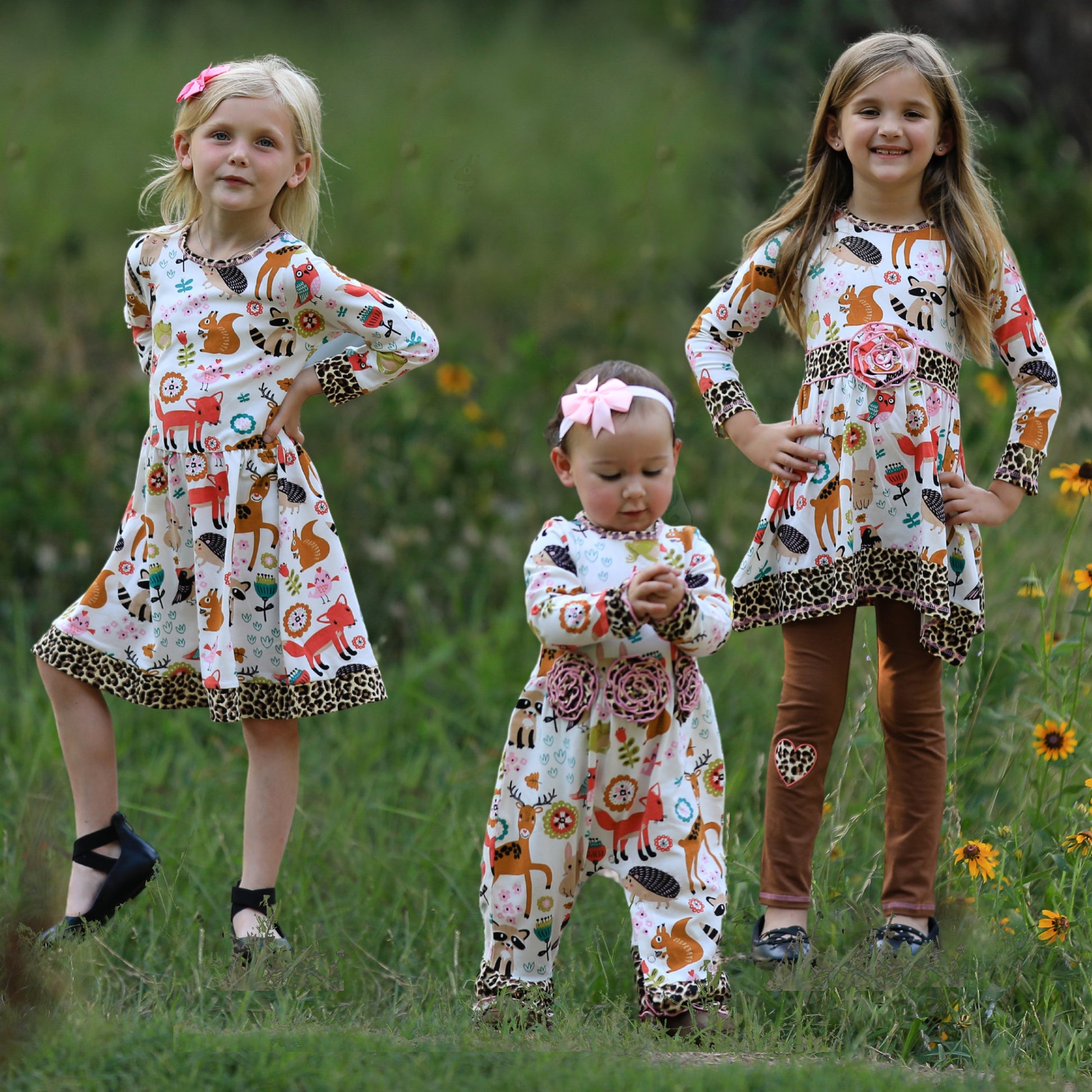 AnnLoren Big Little Girls Boutique Fall Forest Fox and Friends Dress & - Craze Trends