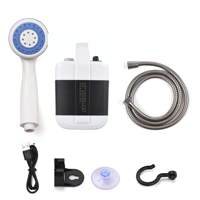 "USB Rechargeable Portable Camping Shower Pump for Outdoor Adventures"