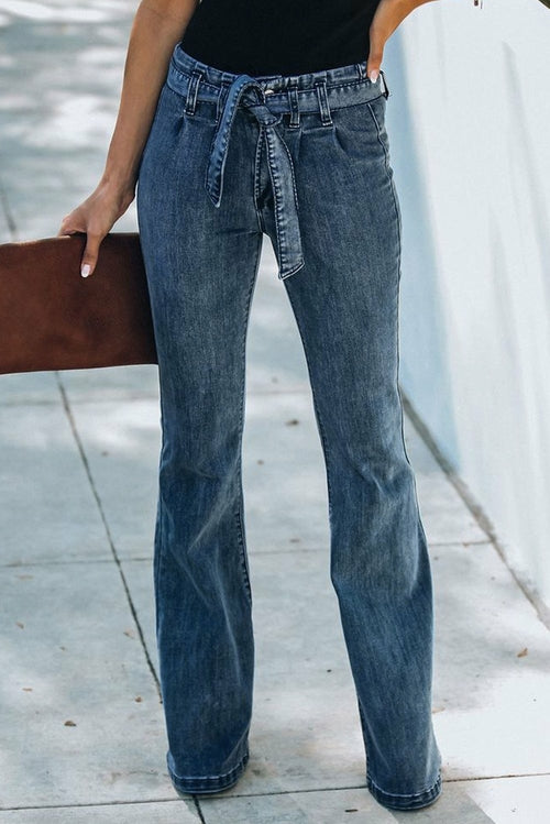 Paper Bag Waist Bell Bottom Jeans