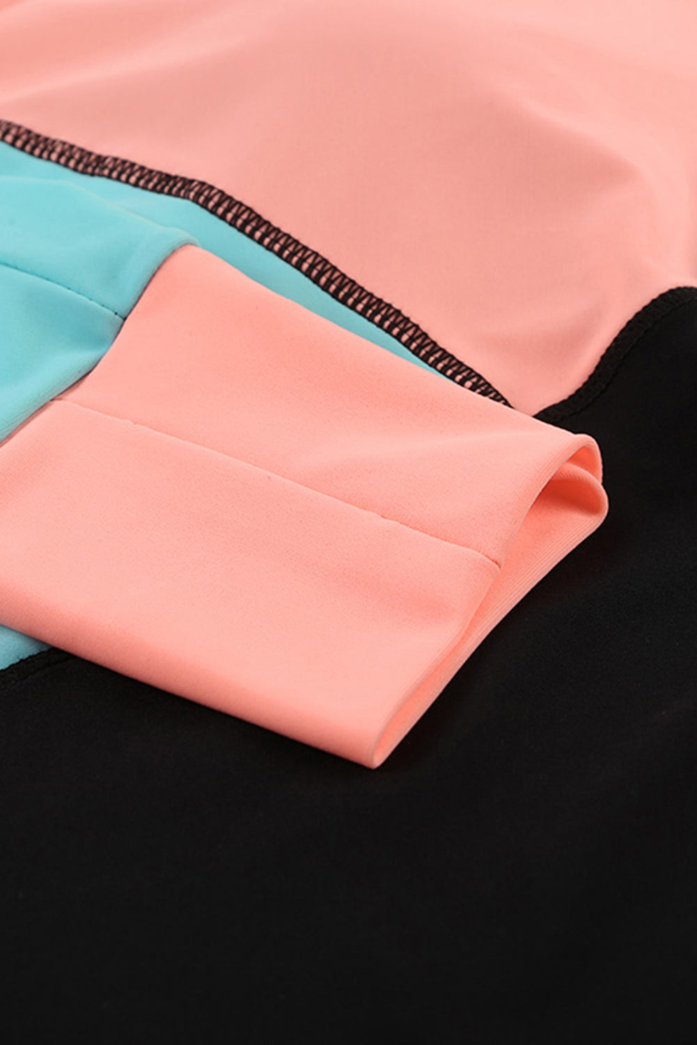 color Zip Up Neckline Color Block Rashguard Top