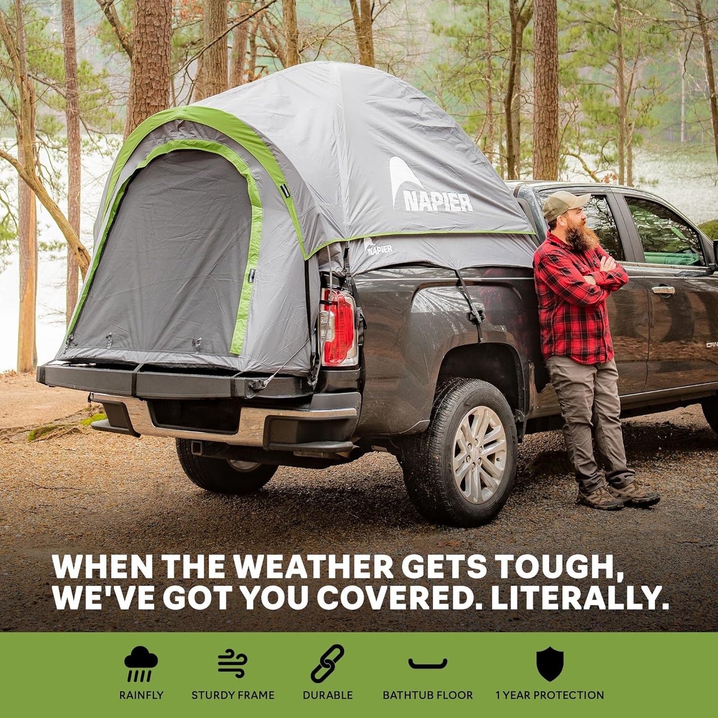 Backroadz Truck Bed with Waterproof Material Coating, Comfortable and Spacious 2 Person Camping Tent, Compact and Full Size Regular Bed and Long Bed