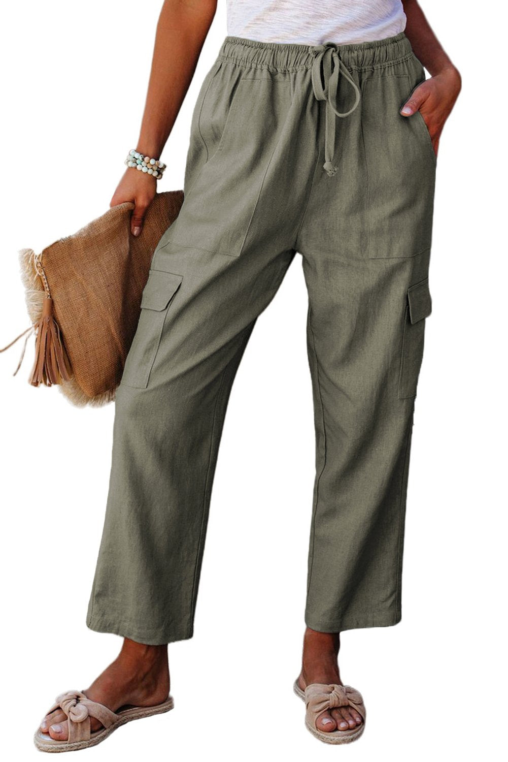 Driven Linen Blend Pocketed Cargo Pants