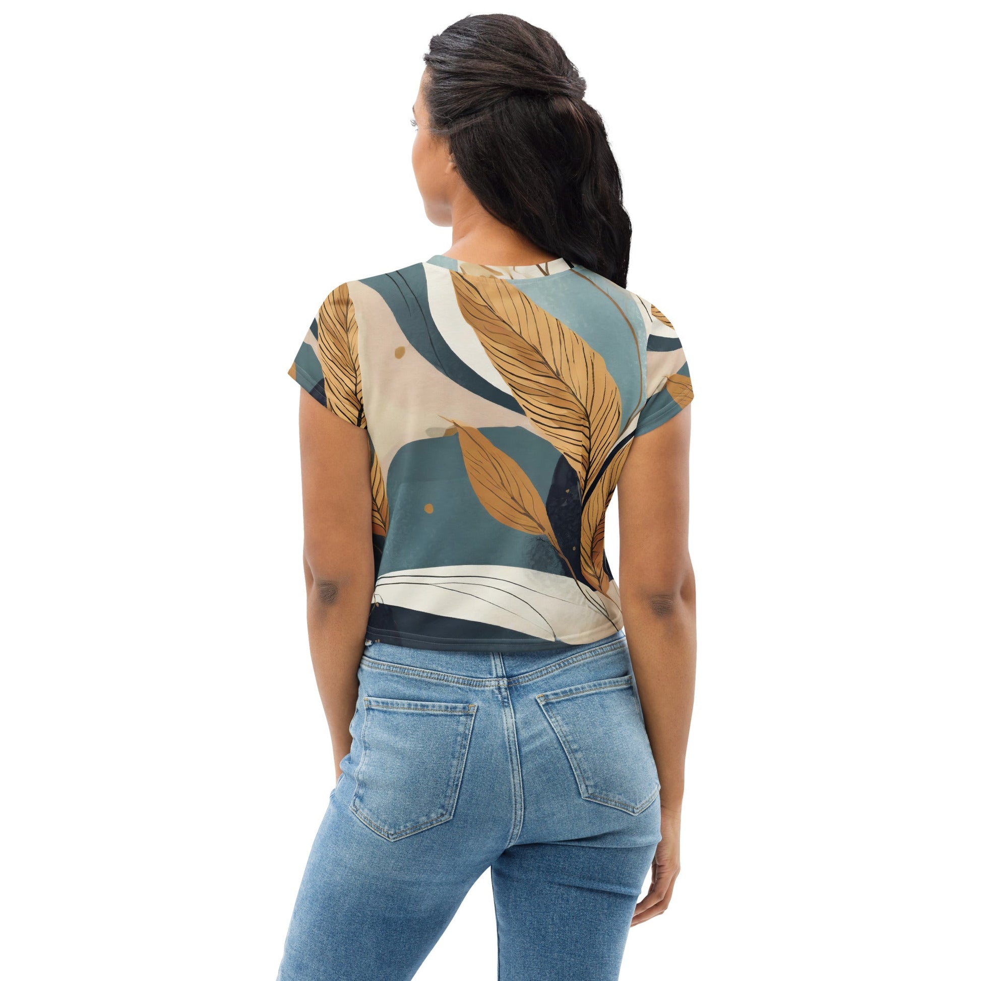 Womens Stretch Fit Crop Tee, Boho Style Print 38274 - Craze Trends