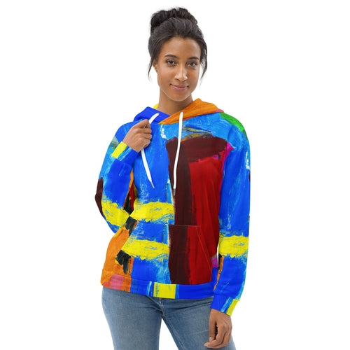 Womens Graphic Hoodie Blue Red Abstract Pattern - Craze Trends