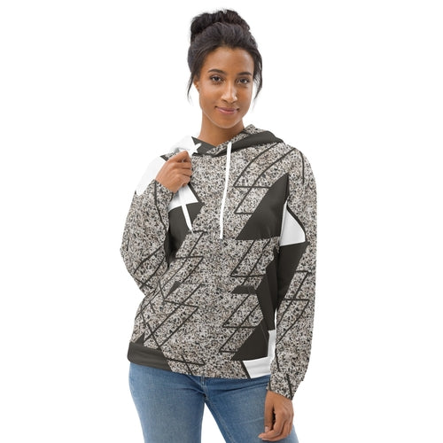 Womens Graphic Hoodie Brown And White Triangular Colorblock - Craze Trends