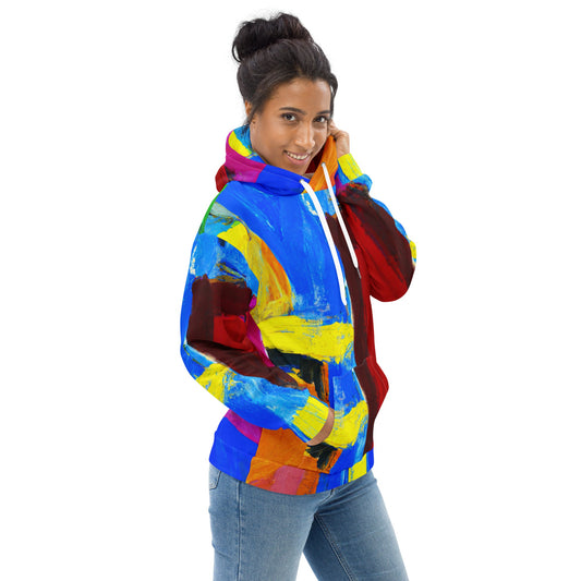 Womens Graphic Hoodie Blue Red Abstract Pattern - Craze Trends