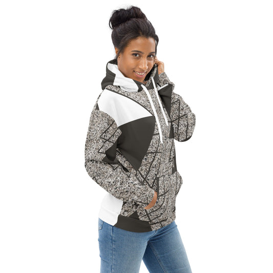 Womens Graphic Hoodie Brown And White Triangular Colorblock - Craze Trends