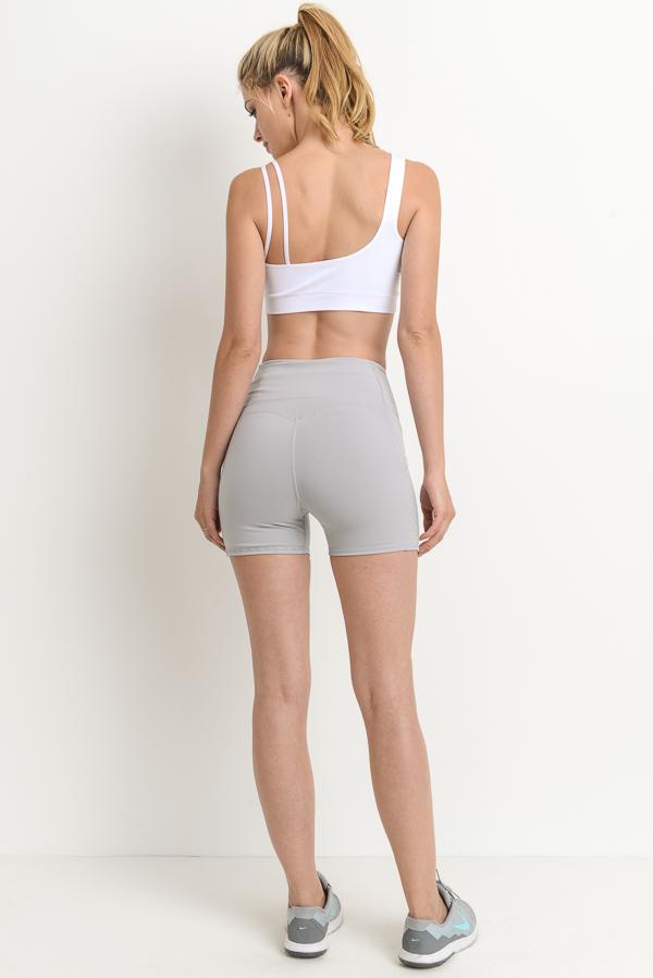 High Waist Shorts with Pockets - Ice Gray - Craze Trends