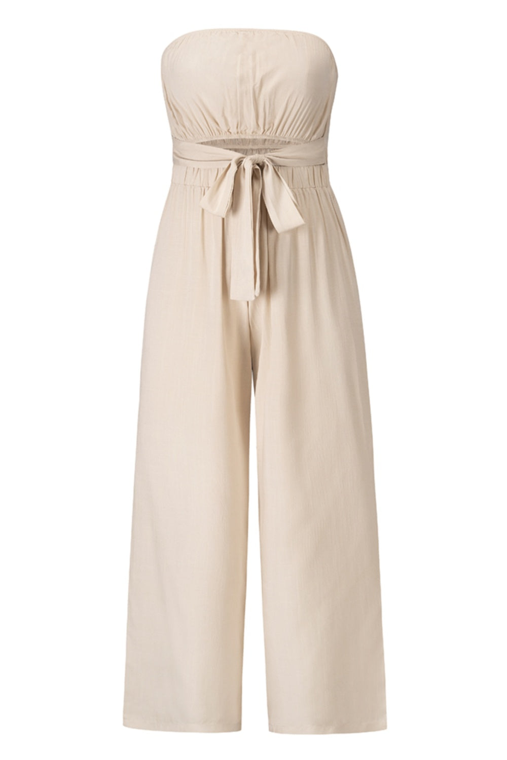 Tied Cutout Tube Wide Leg Jumpsuit - Craze Trends